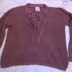 cross up knit sweater